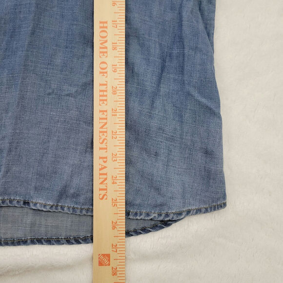 Frame Blue Chambray Denim lace up shirt womens Sz XS NWT Hadley - Picture 9 of 9